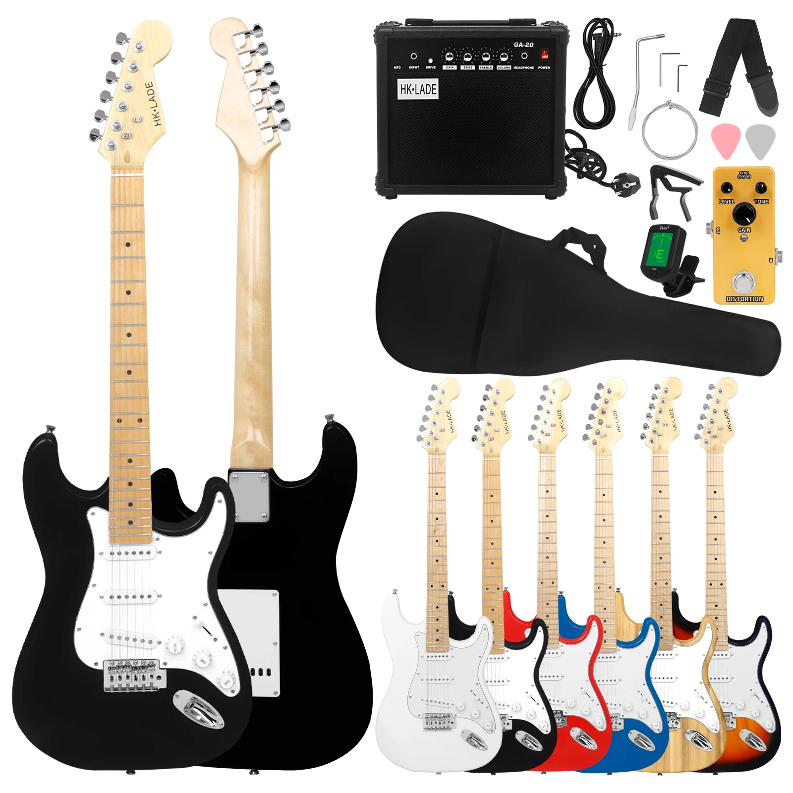 

HK.LADE Electric Guitar 6 Strings 22 Frets Electric Guitar Set With Guitar Effect Pedal Speaker Tuner Capo Strap Pick Accessory