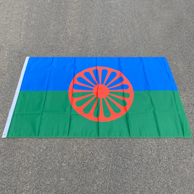 

Aerxemrbrae Custom Flag 90*150cm (3x5FT) Rom Gypsy Flag Of The Romani People Banner