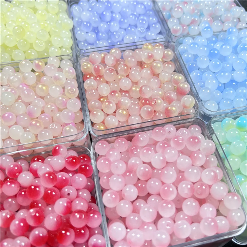 8mm Glass Beads Beautiful Multicolor Beads Handmade Diy Bracelet
