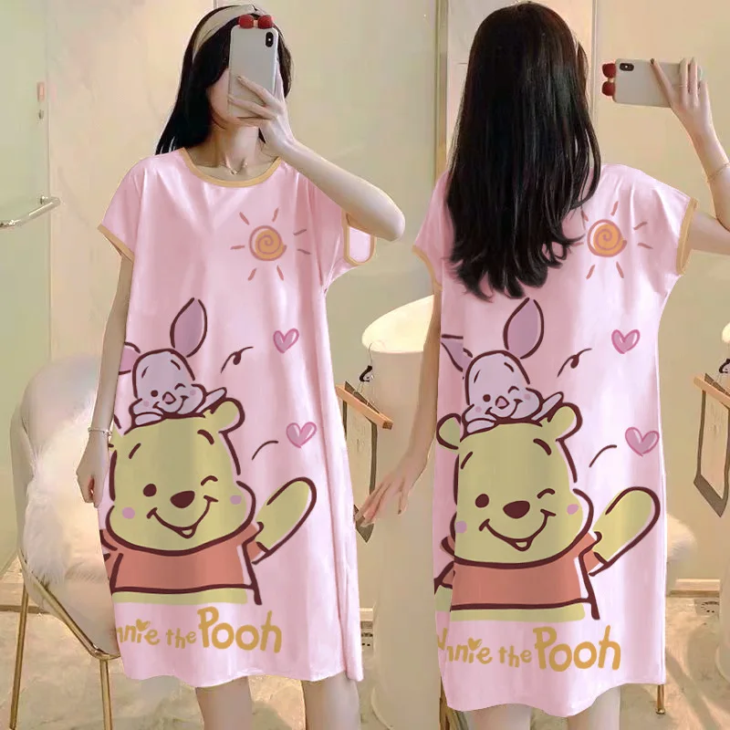 Nightdress Minnie Pajamas Ladies Summer Disney Pajamas Women's Comfortable Large Size Loose Cartoon Home Clothes cotton pajama set princess nightdress summer home clothes set