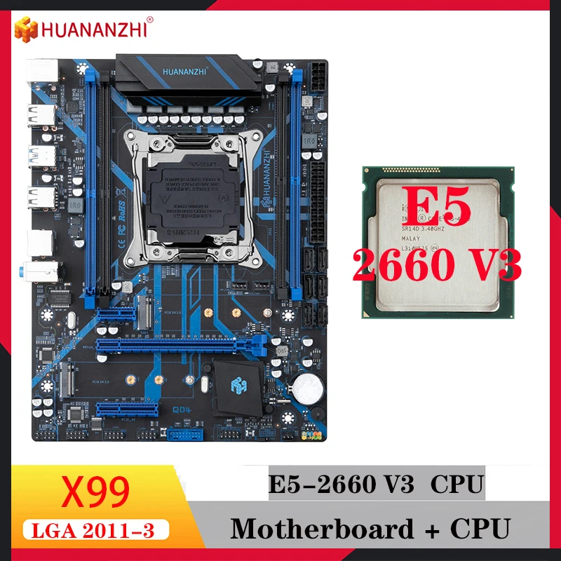 

huananzhi x99 motherboard xeon qd4 kit gamer e5 2660 V3 cpu lga 2011-3 combo motherboard for pc computer