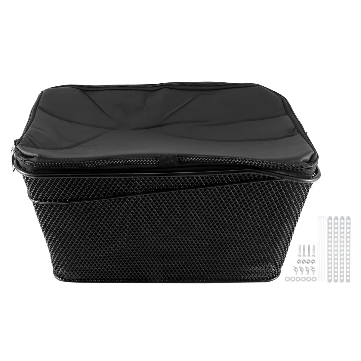 

Rear Bike Basket Large Capacity Rear Bicycle Cargo Rack Mount Metal Wire Bike Storage Basket with Waterproof Cover A