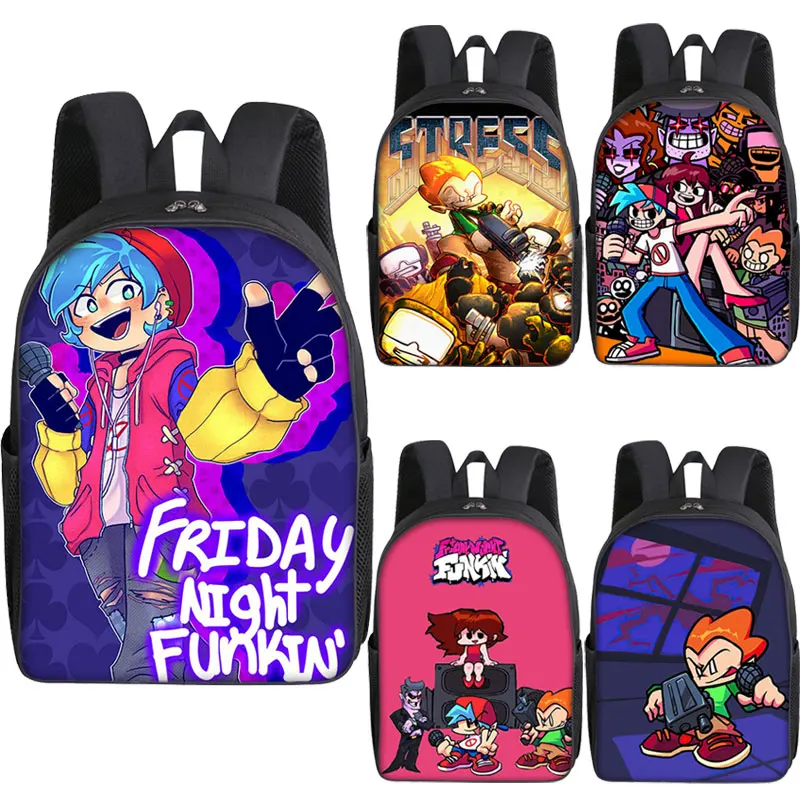 

16 Inch Friday Night Funkin Backpack Fnf Game Bookbag Boys Girls Anime Schoolbags Children Zipper Bagpacks Teens Travel Mochilas
