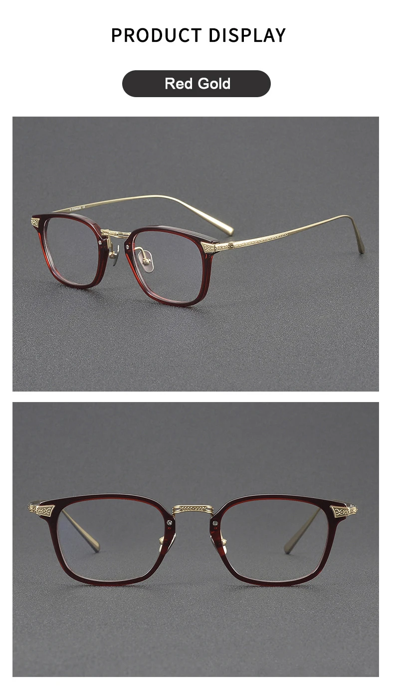 Japanische Marke Gleiches Design Retro Quadrat Männer Brillengestell Hochwertige Acetat Titan Brillen N-023 Brillen – Detail 10