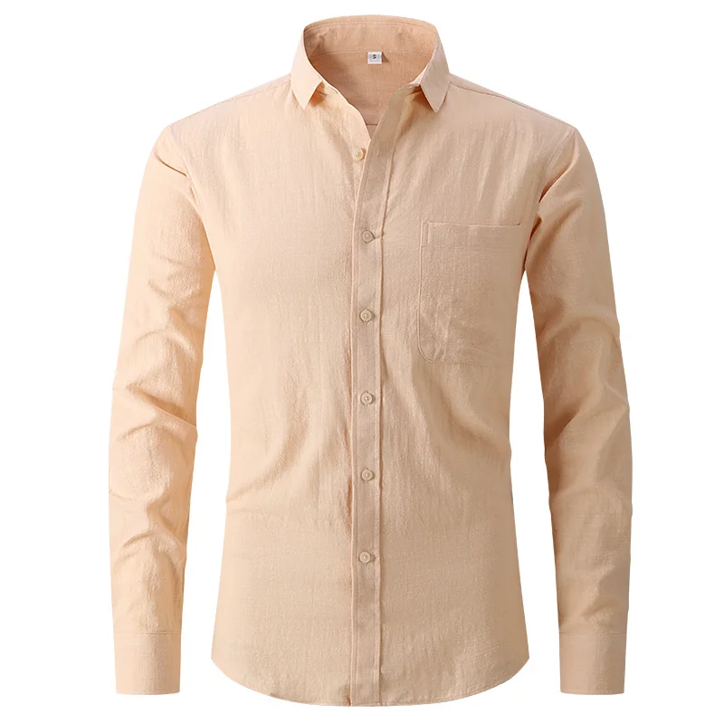 

2023 Cotton Linen Shirts For Mens Long/Short Sleeve Cardigan Casual Blouse Loose Tops Button Up Soft Comfortable Dress Shirs Man