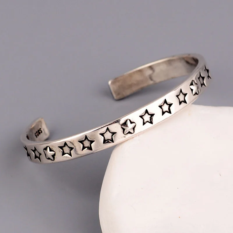 Pentagram Men and Women Couples 925 Silver Bracelet Retro Style Jewelry To Send Friends Girlfriends Gifts Wholesale |