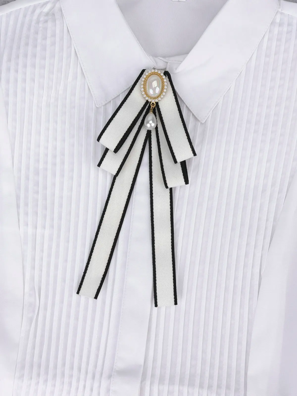 Women Vintage Elegant Men Boys Neck Tie Brooch Imitation Pearl Jewelry Ribbon Bow Tie Corsage Shirts Collar Clothes Accessorries bow tie