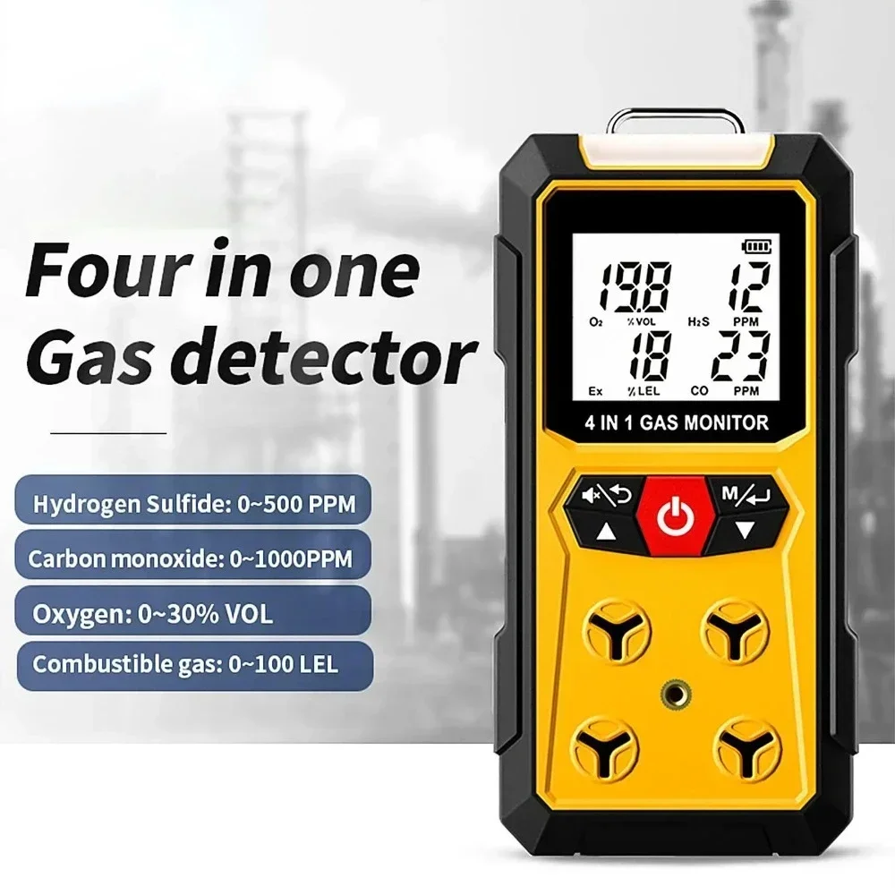 Gas Detector Meter 4 in 1 Oxygen O2 Carbon Monoxide CO H2S