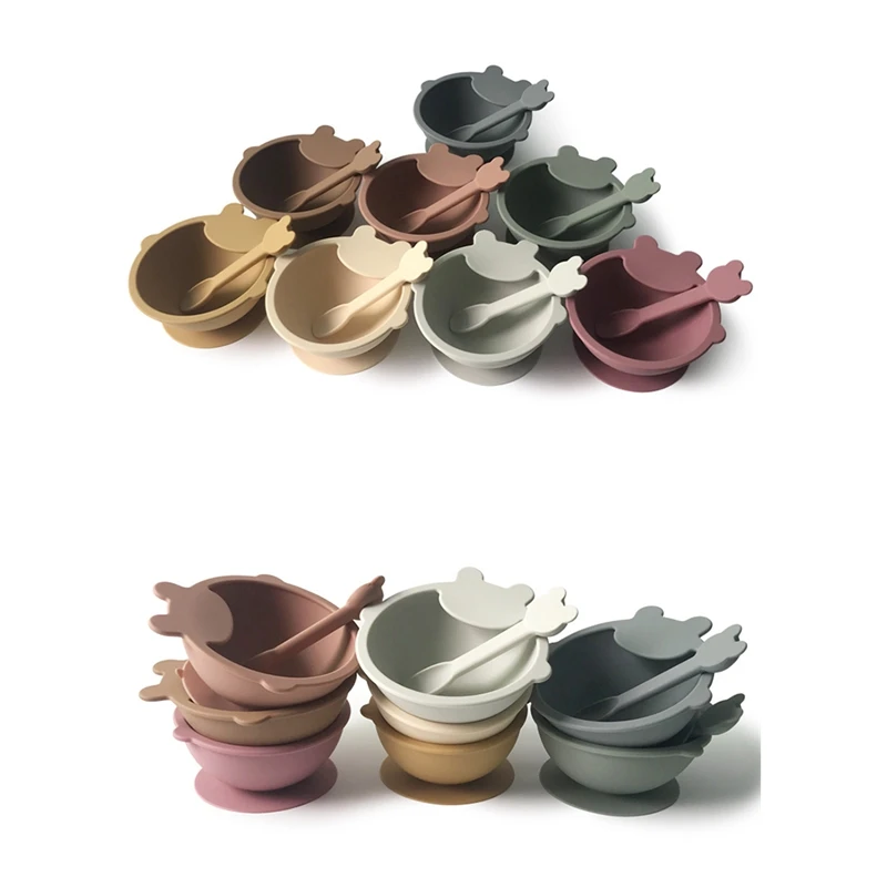 

Food Baby Feeding Set With Spoon, Silicone Suction Bowls - First Stage Feed Silicone Plate