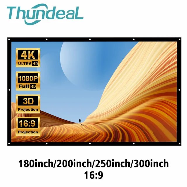 Supersize 180 200 250 300 inch Projector Screen for BenQ Optoma Samsung Projection Screen Canvas 3D 4K HD Home Theater Curtain