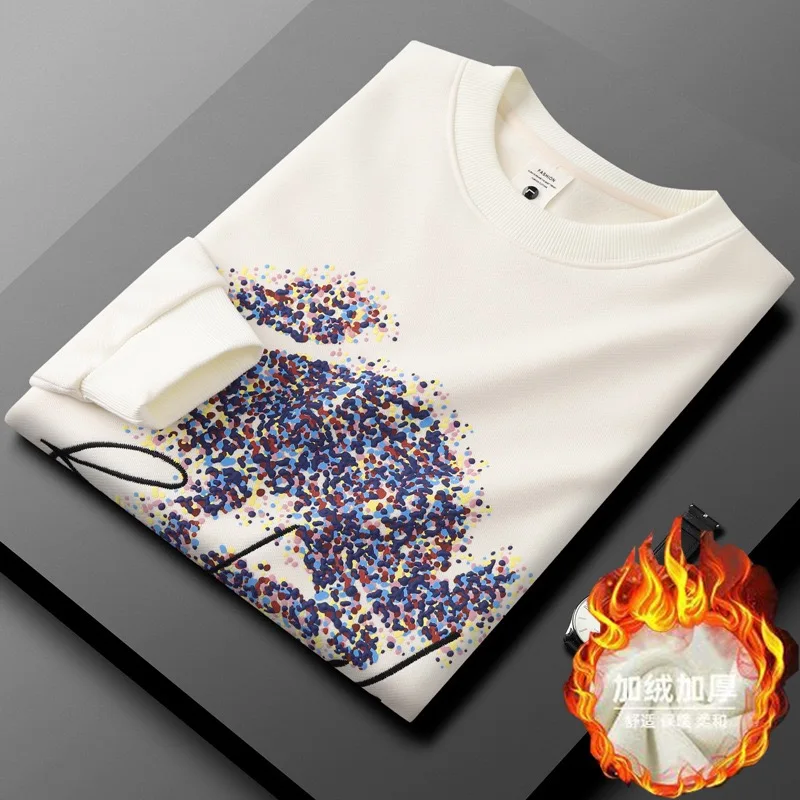 

Luxury high-end exquisite rabbit embroidery round neck sweater men autumn thickened warm youthful fashionable andcasual pullover