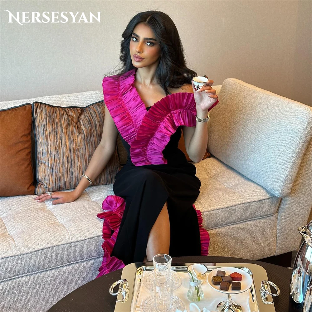 

Nersesyan Ruched Pleats Mermaid Evening Dresses Off Shoulder Tiered Side Slit Prom Dress فساتين للمناسبات الرسمية Dubai Saudi