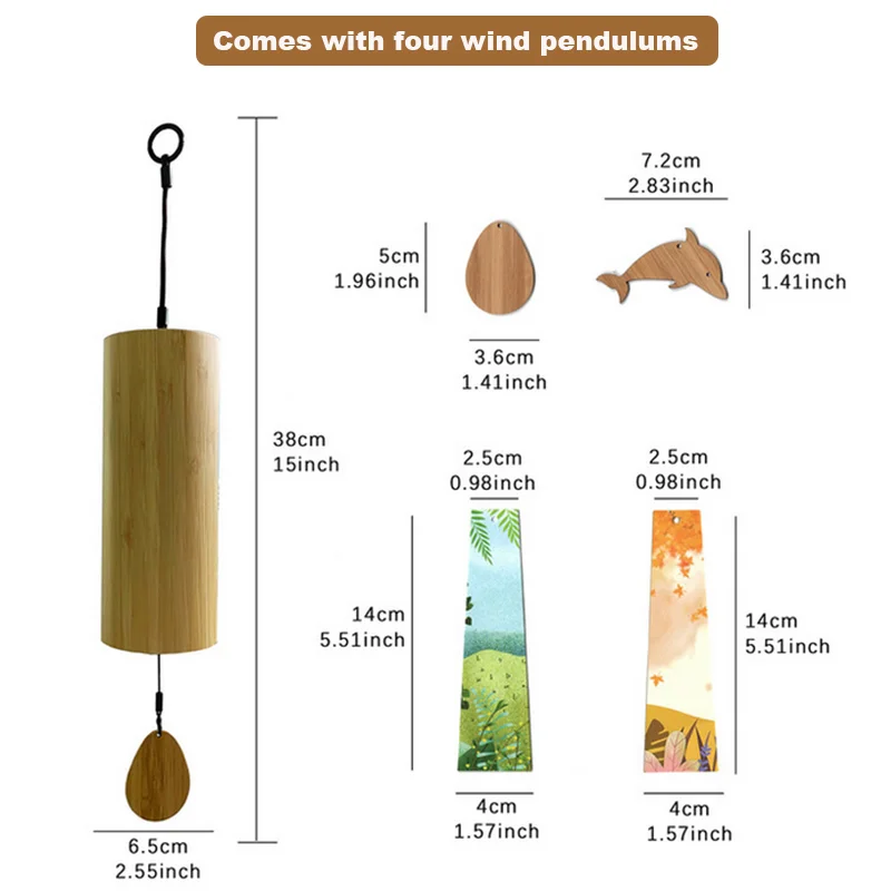 Bamboo Wind Chimes Bamboo Windchime Windbell Craft for Outdoor Garden Patio Home Decoration Zen Meditation Relaxation Chord bamboo wind chimes,meditation chimes