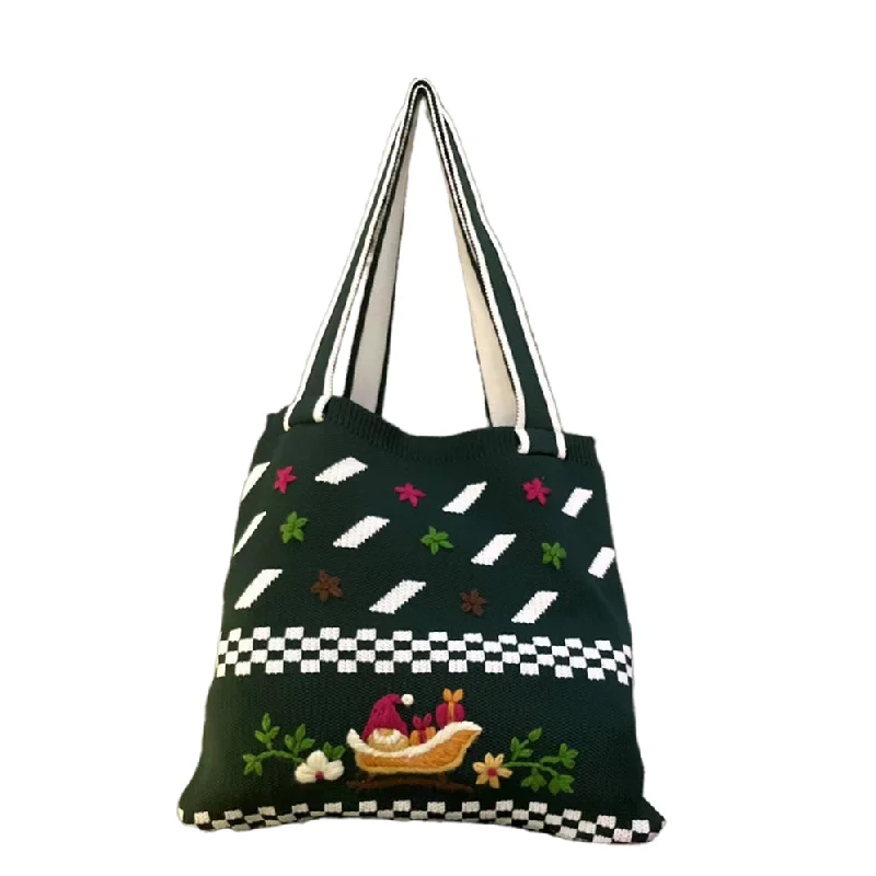 Women's Handbags Hollow Woven handmade Christmas gift Knitted Designer Braid Bags Female Shoulder Bags Beach Large Capacity Tote