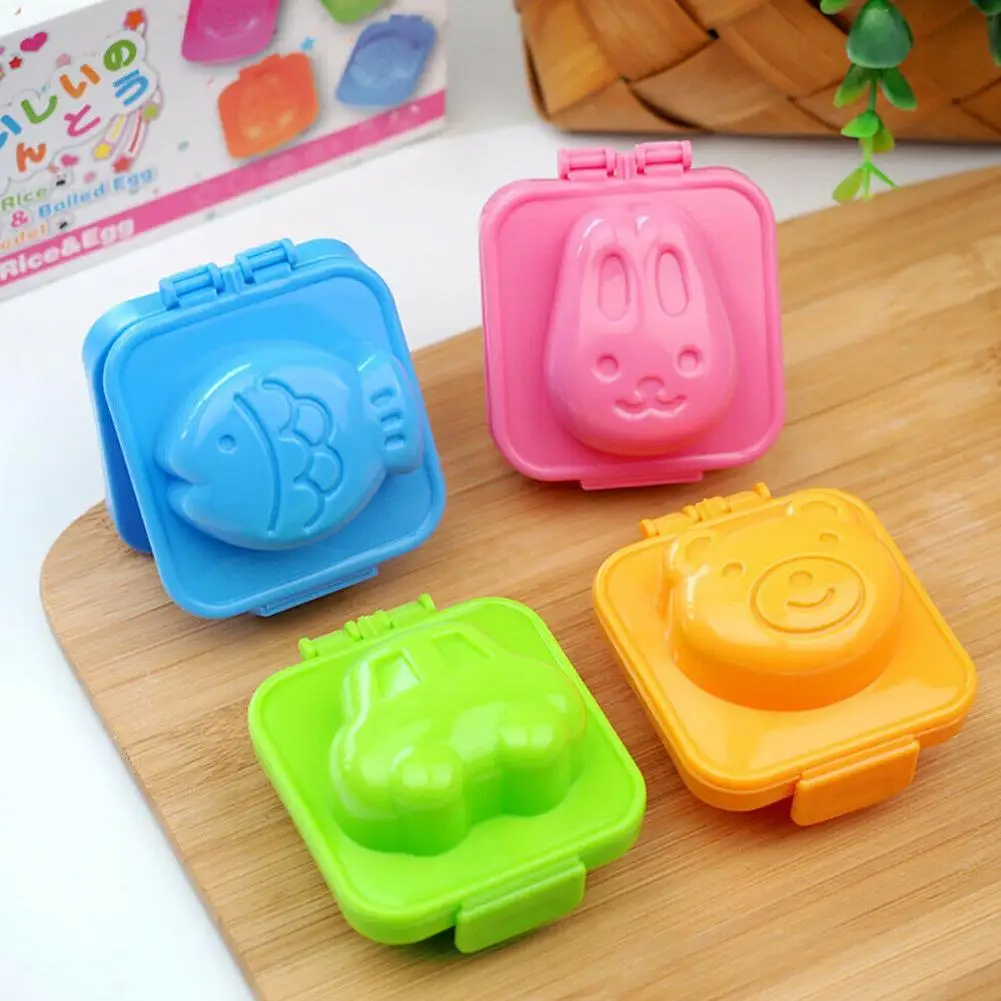 6PCS Cartoon Cute Boil Egg Mold Fish Car Heart Shape Egg Sushi Rice Mold Mould/Decorating Fondant Cake Tool Bento Accessories
