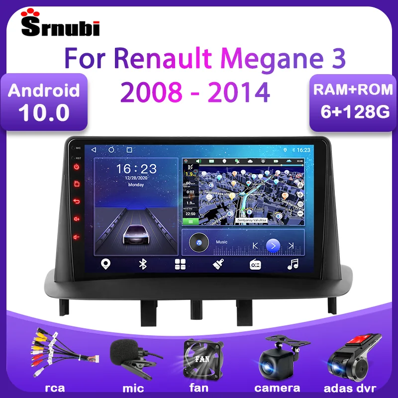 

Автомобильный радиоприемник Srnubi, 9 дюймов, Android 10, для Renault Megane 3 Fluence 2008-2014, мультимедийный плеер, 2 Din, навигация, GPS, Wi-Fi, стерео, DVD