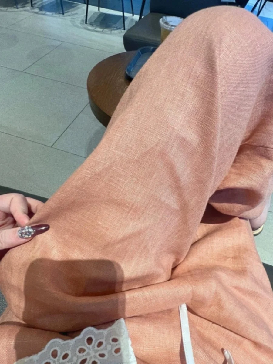세련된 소금 시스템 여성 여름 복장 유휴 스타일 셔츠 넓은 다리 바지 투피스 양복 하이 엔드 Feelshirtbell Bottoms