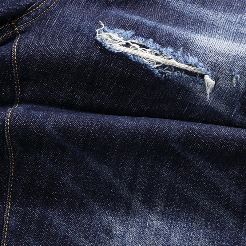 Street Fashion Men Jeans High Quality Retro Blue Slim Fit Vintage Ripped Jeans Men Embroidery Designer Denim Brand Pants Hombre