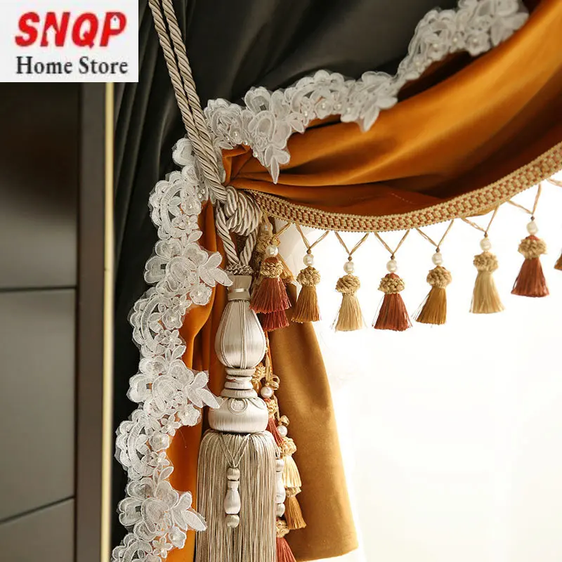 

Custom tassels American luxury retro French Baroque classical all-match high-end living room dining bedroom blackout curtains