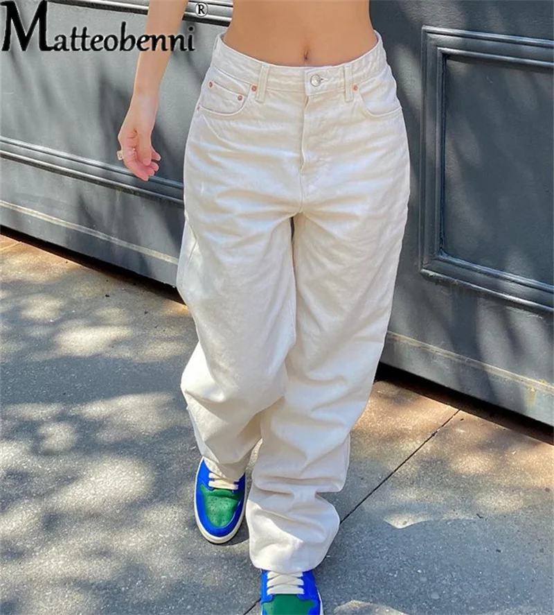2023 Fashion Loose Jeans Women Commuter Straight Trousers Daily Casual Denim Pants Female Splicing Pocket High Waist Streetwear 6