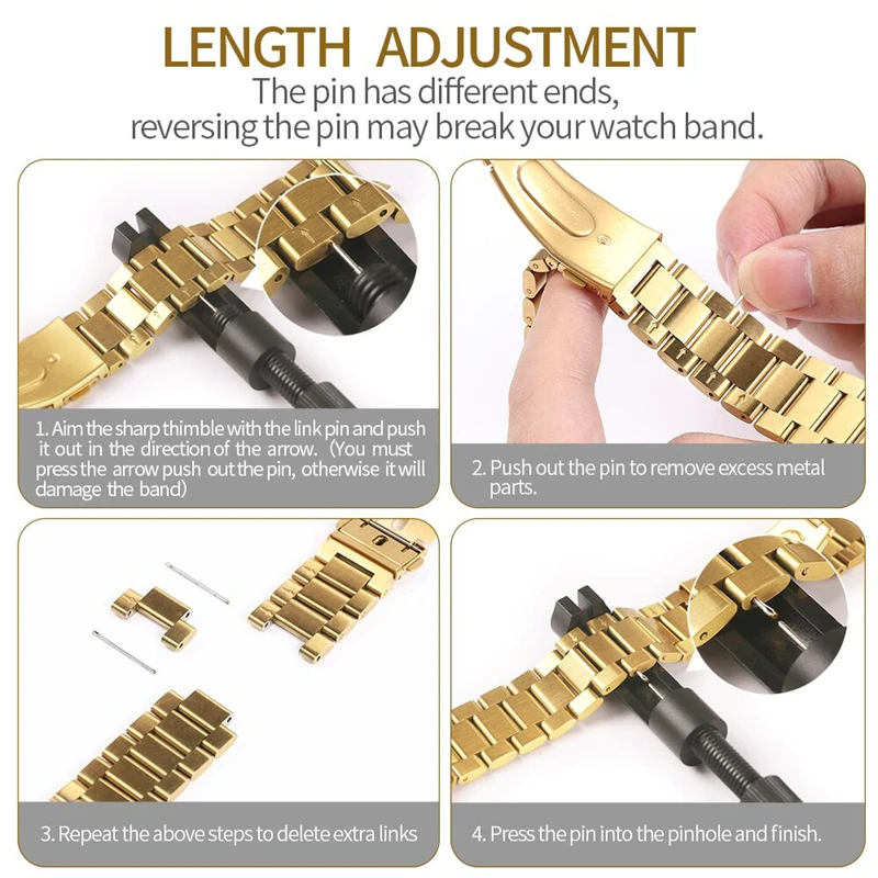 Stainless Steel Quick Release Easyfit Wrist Strap - 26mm/22mm Metal Watch Band