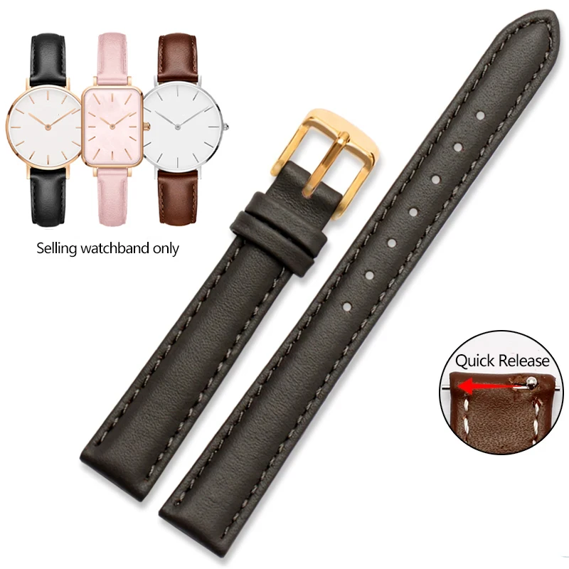 Elegant Quick Release Leather Watch Strap – Soft Cowhide Bracelet