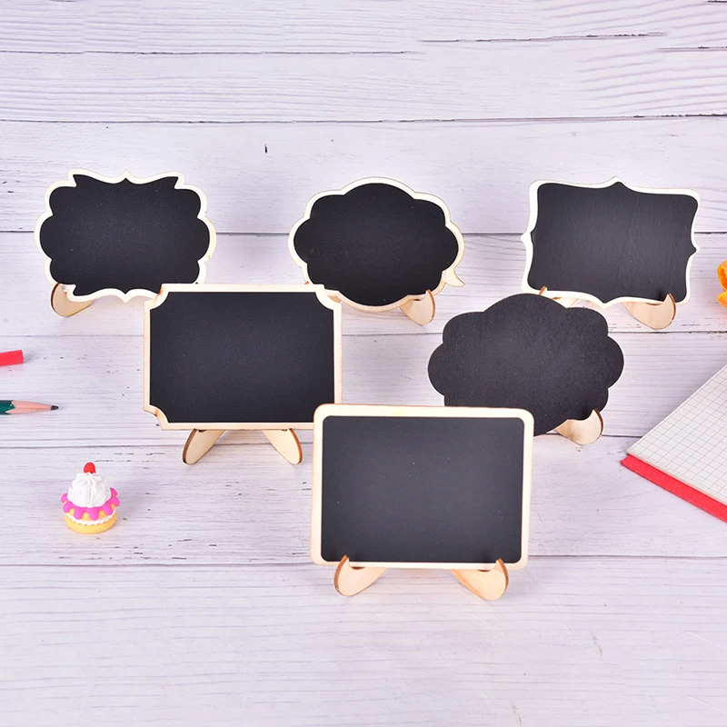 6Style Mini Wooden Whiteboard Message Chalkboard Small Notice Blackboard Stand hot sale tabletop chalkboard signs with rustic style wood base stands wooden menu stand message blackboard bar desktop message