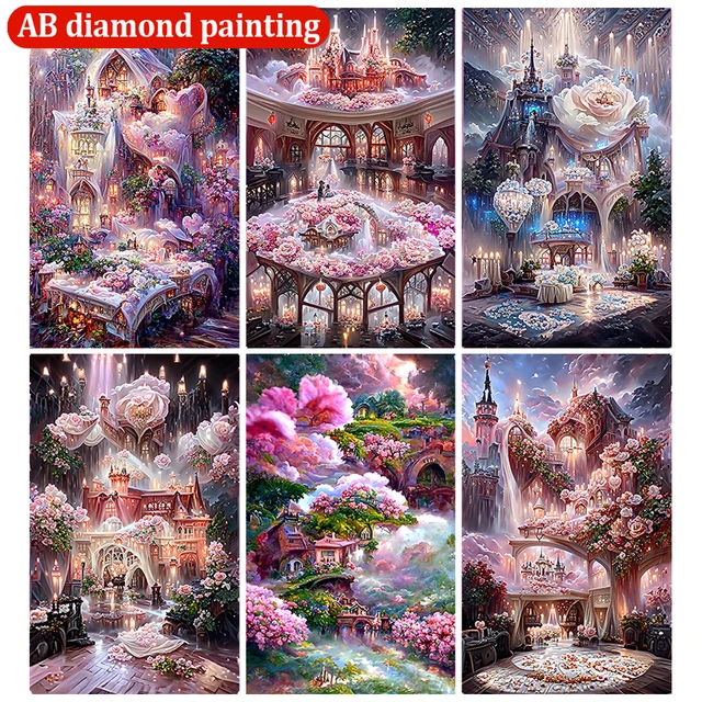 Large 5D DIY Diamond Painting Kits Flowers Chateau Montrose Castle  Landscape Full Rhinestone Diamond Mosaic Embroidery 2023 Gift