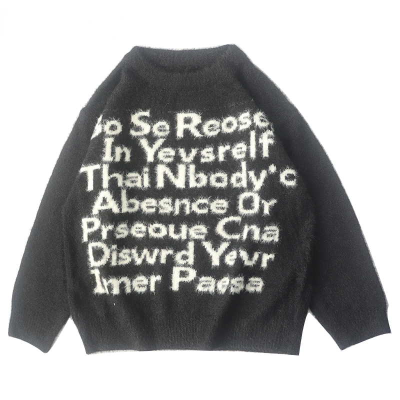 

Autumn Mens Knitted Jumper Sweaters Hip Hop Letter Jacquard Knitwear Streetwear Harajuku Fashion Casual Pullovers Knit Clothing