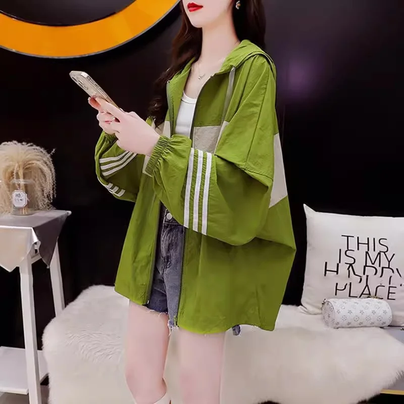Off White Women's Clothing 2023 Summer New Design Sense Niche Thin Breathable Sun Protection Cardigan Hooded Jacket Female Trend
