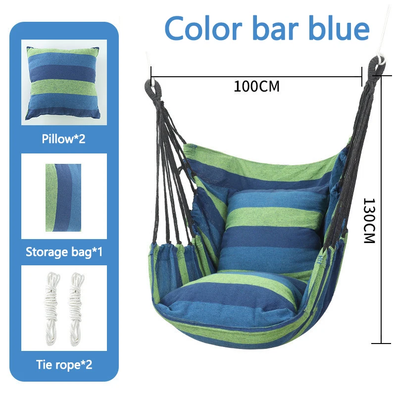 Outdoor Hammock Portable Garden Hammock Home Travel Camping Swing Canvas With Pillow Indoor Hanging Chair for Adult Children 