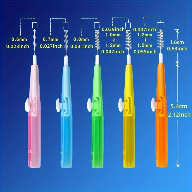 Interdental Brush 30Pcs/Box Toothpick Dental Interdental Brush 0.6mm-1.5mm Cleaning Between Teeth Oral Care Orthodontic I Shape Tooth Floss