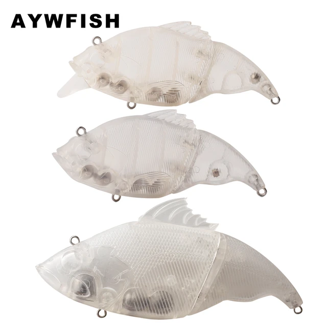 AYWFISH 3-5PCS / Lot Unpainted Multi Jointed Swimbait Rattles Artificial 2  Segments Fish Lures Blanks For