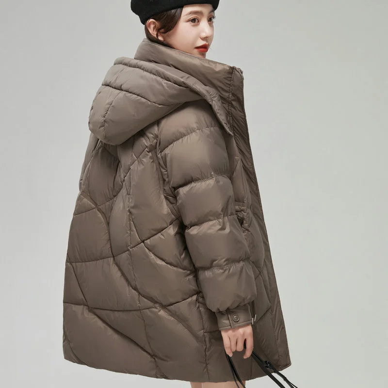 High Quality Medium To Long Size Down Coat For Women's Korean Version 90 White Duck Down Winter Jacket For Women's C27