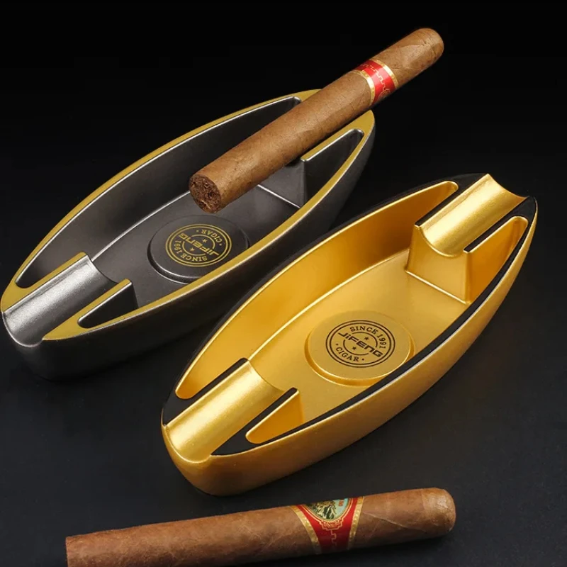 Luxury Cigar Ashtray Melamine Resin Portable Lightweight Ash Tray 2 Slots Cigar Smoking Accessories portable ashtray