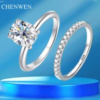 CHENWEN 1-3CTTW Full Moissanite Wedding Rings for Women Sets Couple Rings 100% 925 Sterling Silver Top Quality Jewelry GRA 1