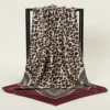 90cm Leopard Print Square Scarf Satin Silk Headband Muslim Woman Hijab Lady Fashion Hairwrap Rock Style Headscarf Islim Turban 3