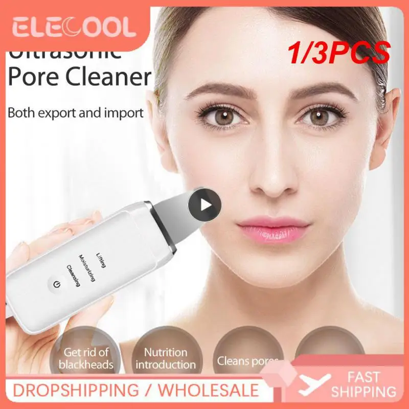 

1/3PCS Rechargeable Ultrasonic Face Cleaning Skin Scrubber Cleanser Vibration Blackhead Removal Facial Pore Peeling Ultrasound