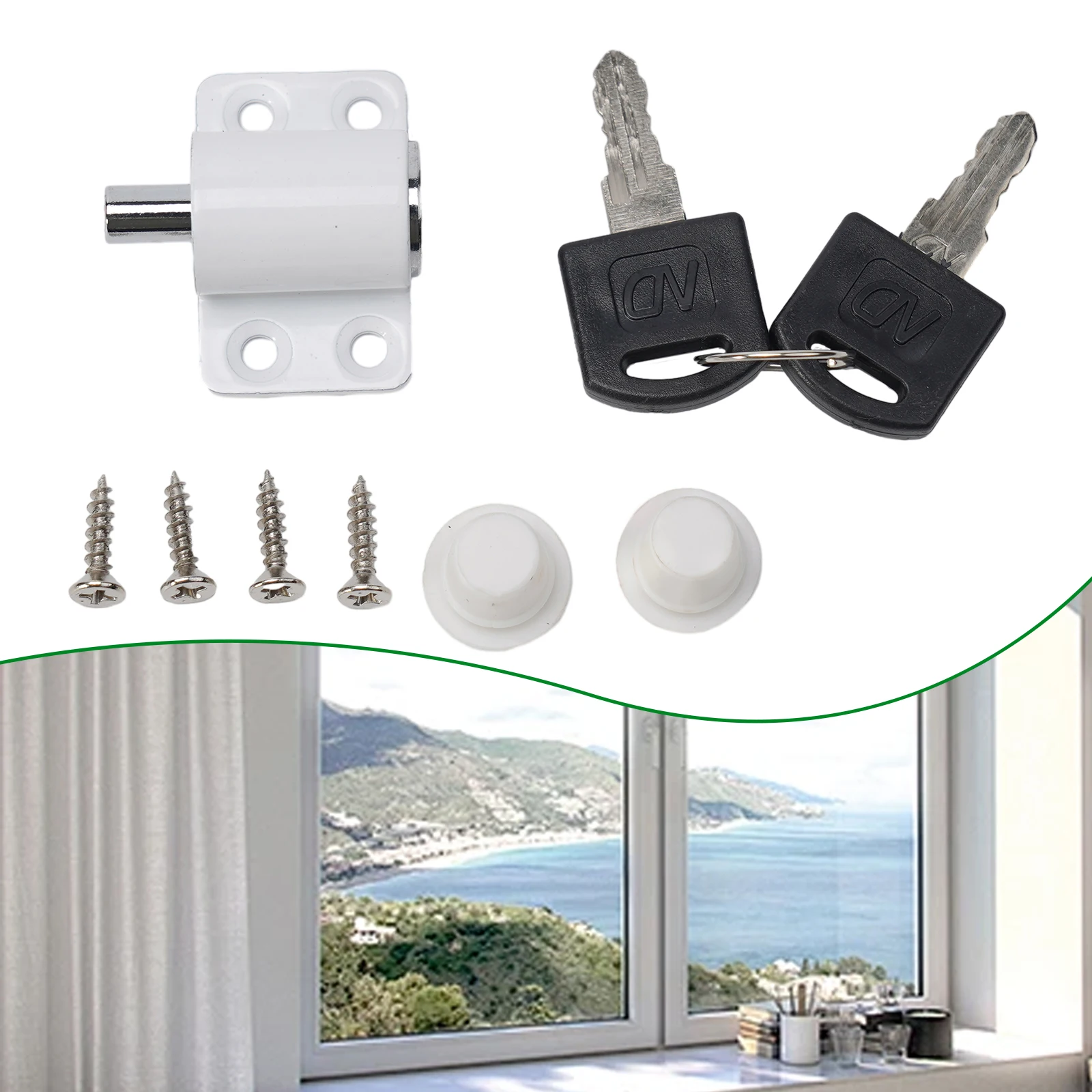 

Patio Sliding Door Lock Bolt Easy Install Security White/Silver/Black With Key Frame Catch Latch Security Bolt