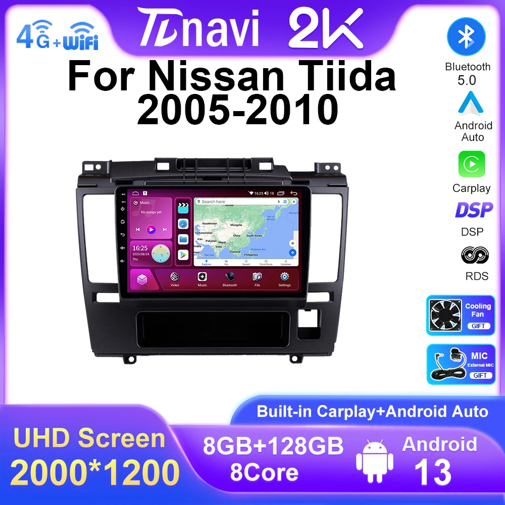 

QLED Screen Android 13 For Nissan Tiida C11 2005 - 2010 Car Radio Multimedia Video Player Navigation GPS Stereo 4G HiFi Unit