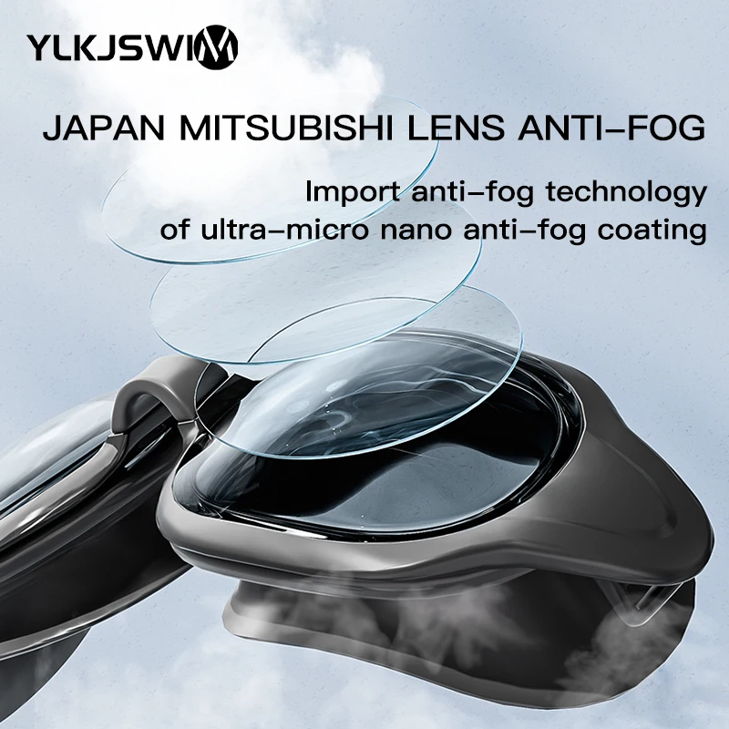 Swimming Goggles Swimming Cap One set of anti-fog large-frame swimming goggles + silicone swimming cap from YLKJSIWM goggles anti UV