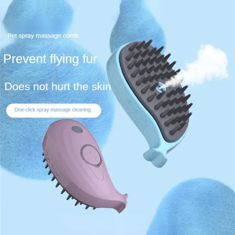 1PC Cat Steam Brush Electric Spray Water Spray Kitten Pet Comb Soft Silicone Depilation Cats Bath Hair Brush Grooming Supplies
