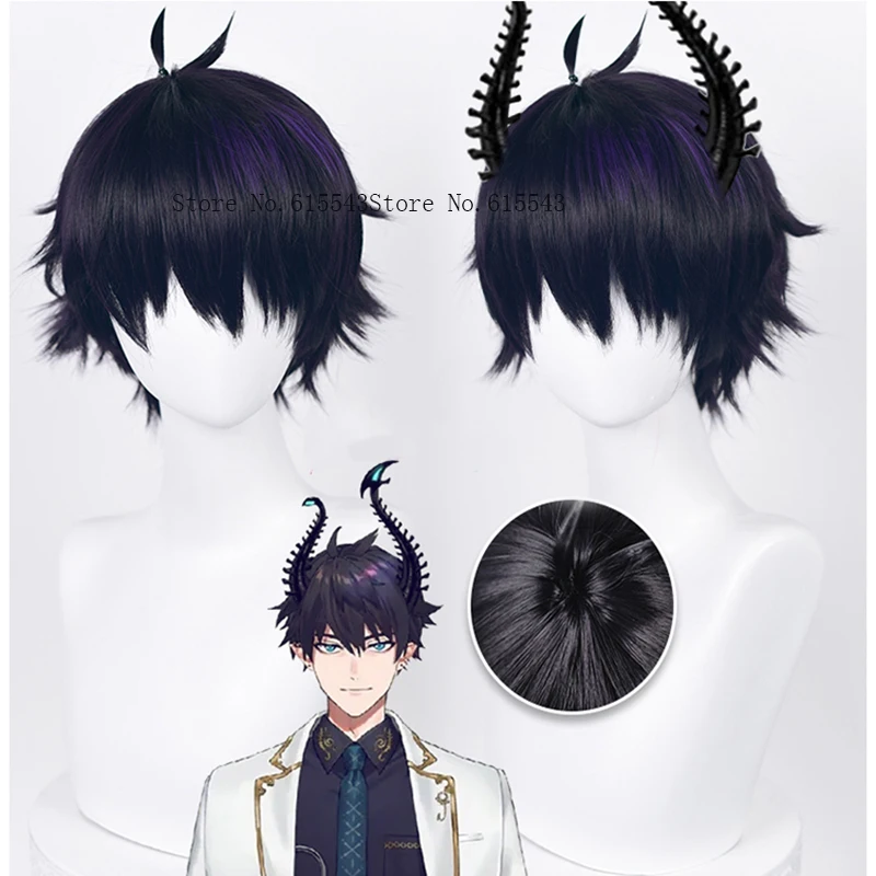 

Vtuber ILUNA Risotto Ren Zotto Cosplay Wig 30cm Short Heat Resistant Synthetic Hair Halloween Party Wigs + Wig Cap