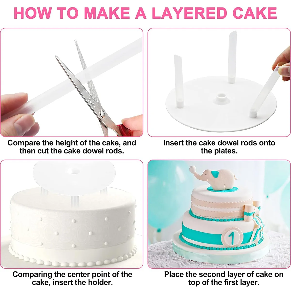 Alzate Per Torte, 5 Piatti Separatori Per Torte, Tavole Per Dolci, Base Per Torta, Con 15 Pioli Per Torte A Piani, Riutilizzabili Per Torte Impilate A Più Livelli Che Decorano Festa Di