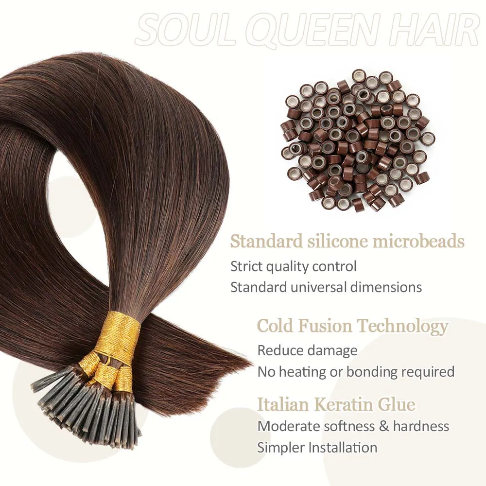 I Tip Hair Extension Straight Human Hair Extension 100pcs/Set Capsule Keratin Natural Fusion Human 16-24in 40/50g