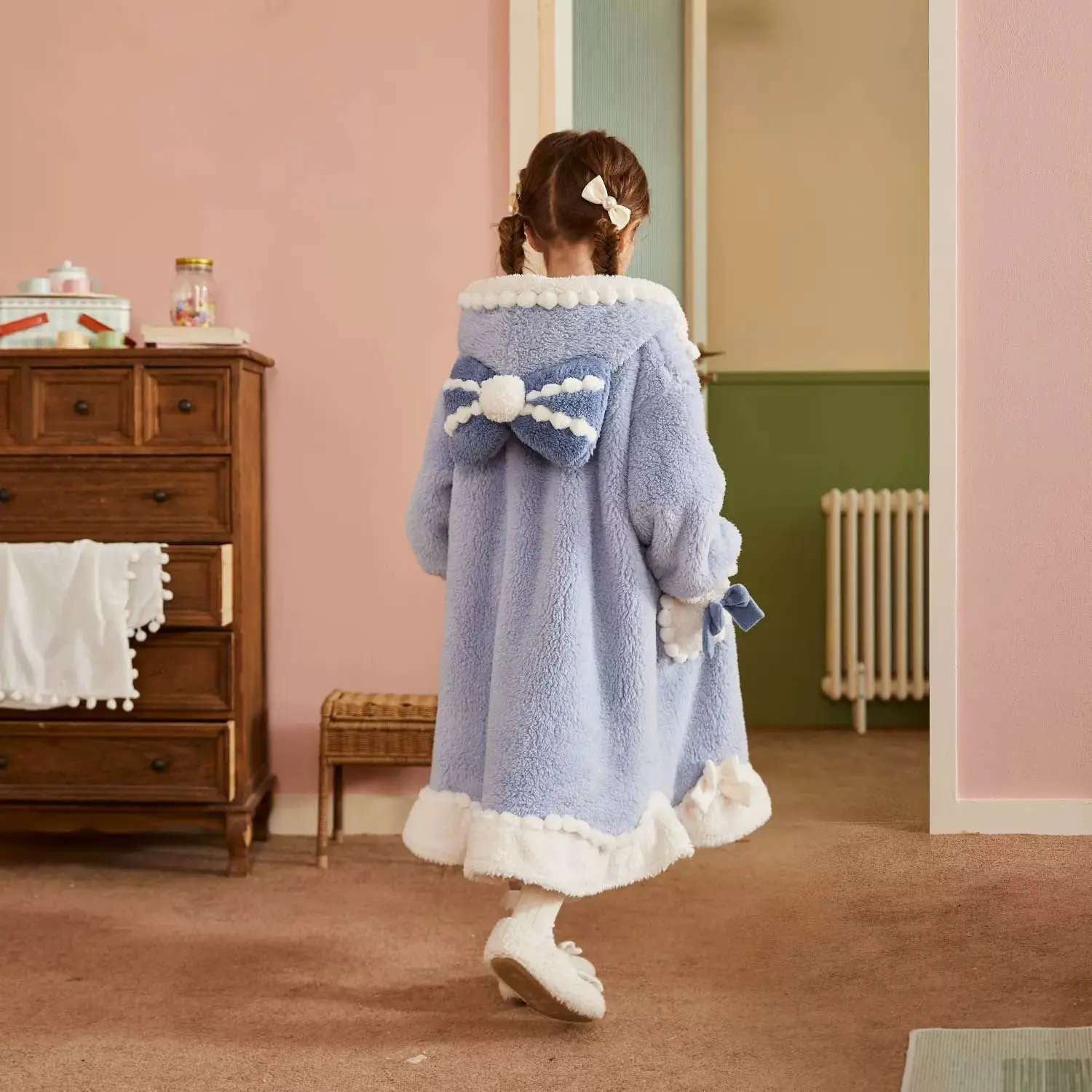 Kids Pajamas Set Flannel Pajamas Child Bathrobe Kids Robe Kids Hooded Robe For Girls Winter