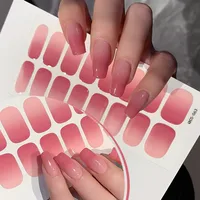 14/16Tips Full Cover Gradient Nail Stickers Multi Color Self Adhesive Slider No Need UV Lamp Cured Press ON Nail Decal 5