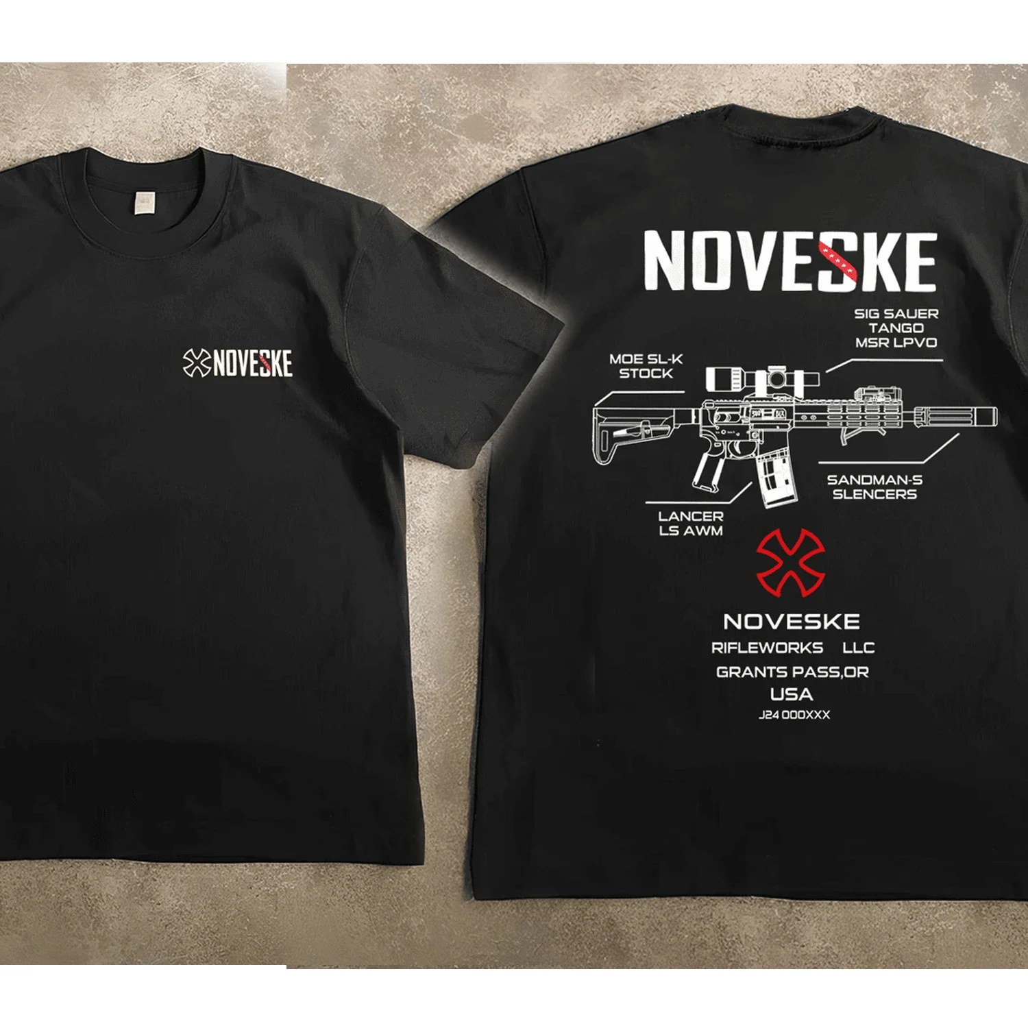 Funny Gun Noveske Men's Fashion Summer T-Shirt Streetwear Cotton Loose Fit Breathable Tee Casual Top for Men Comfort Fit