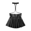 Womens Open Chest Halter Mini Dress Wet Look Patent Leather Rave Carnival Party Ruffled Sleeveless Backless Dress Nightclubwear 4