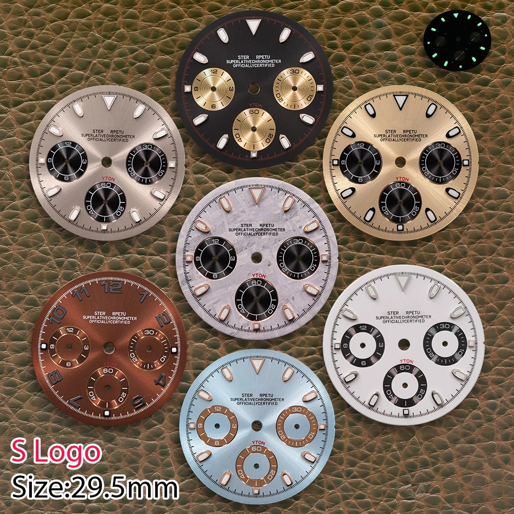 Cadran panda géant blanc avec Logo S, 29.5mm, adapté au mouvement VK63, vert lumineux, accessoires de Modification de montre de haute qualité, nouveau